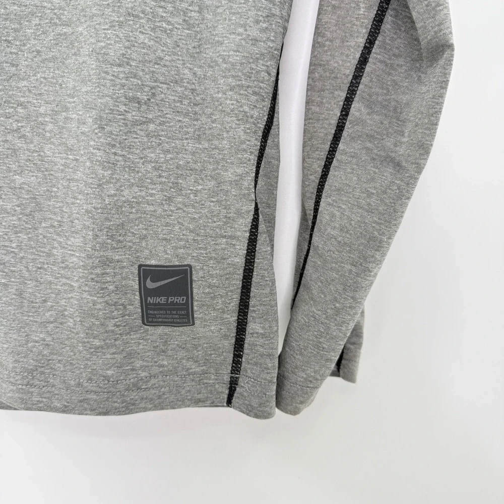 Nike Pro Fitted Training Long Sleeve Top Gray Kids L Large Activewear See Photos